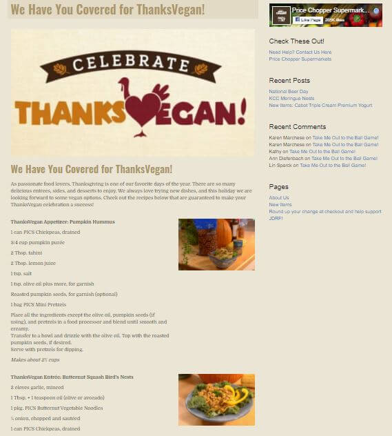 Price Chopper Supermarkets Celebrate ThanksVegan