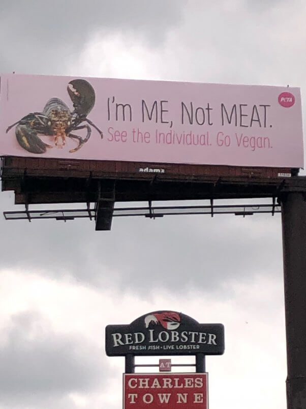 I'm Me Not Meat Billboard Near Red Lobster Restaurant