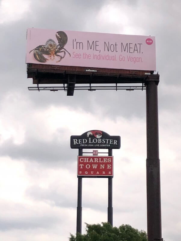 I'm Me Not Meat Billboard Near Red Lobster Restaurant