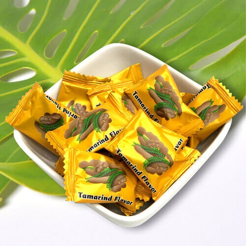 asian snacks bowl of vegan tamarind candy