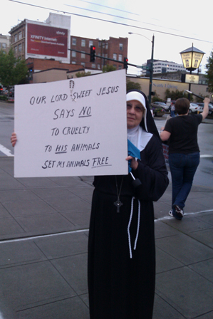 Nun at Ringling Demonstration