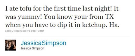 Jessica Simpson Tofu Tweet