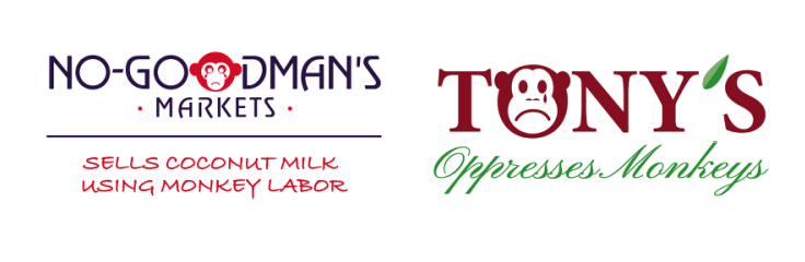 PETA spoof logo - tony's fresh market and woodman's