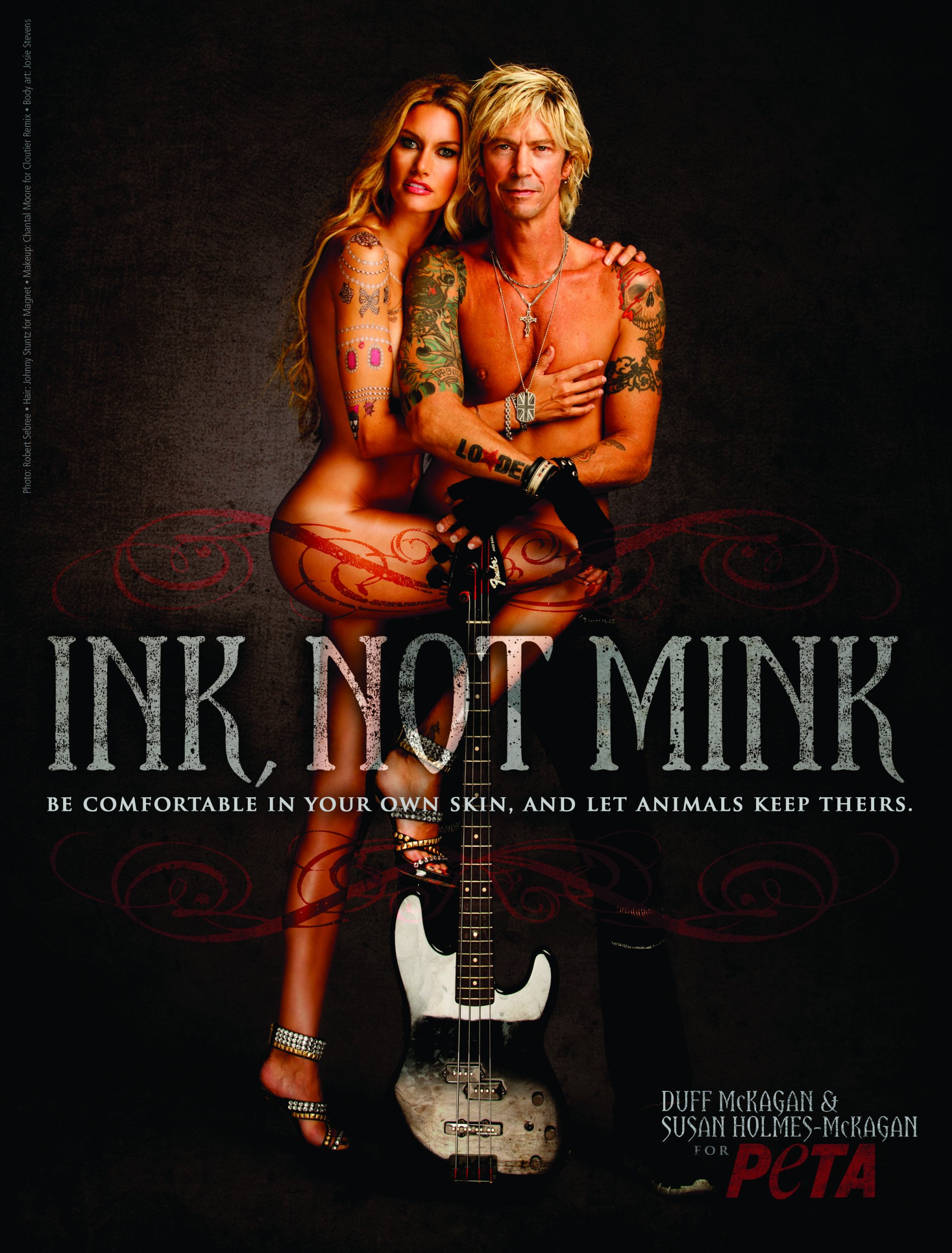 Chris Andersen shows off his ink for PETA anti-fur campaign