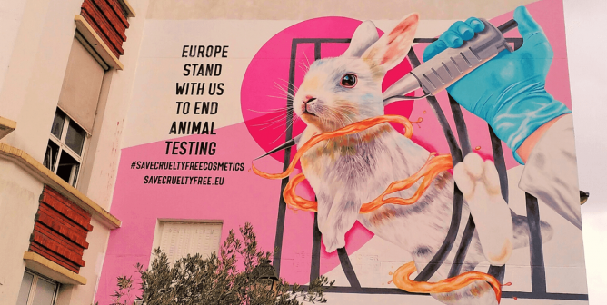 save cruelty free cosmetics mural