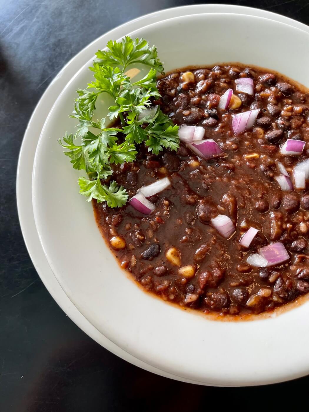 black bean chili from the grit