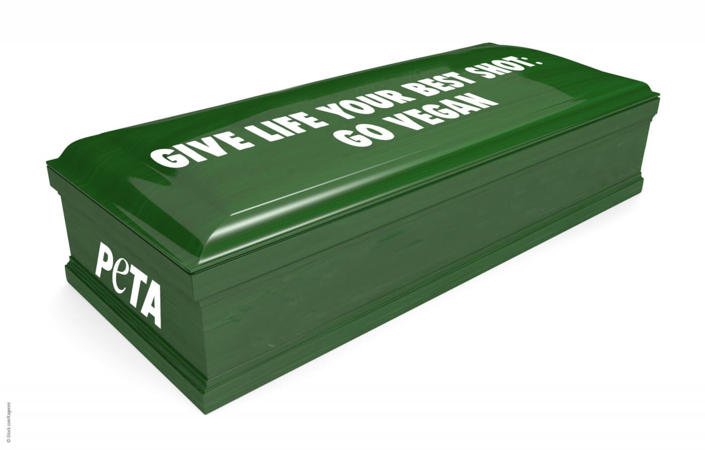 PETA Coffin Image "Give Live Your Best Shot: Go Vegan"