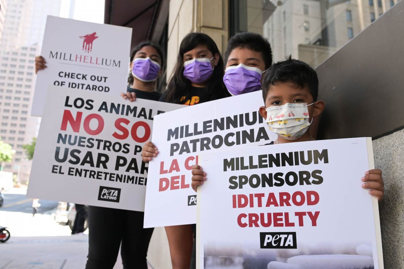 Millennium Hotels Los Angeles PETA Protests Iditarod Cruelty 2021