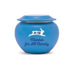 PETA urn reading "PETA Member for All Eternity"