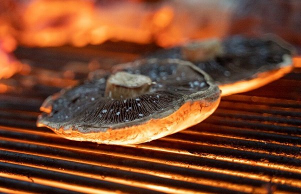 Portobello mushrooms on a grill