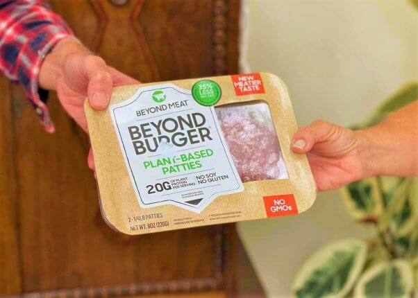 give vegan beyond burgers to someone behind you in line