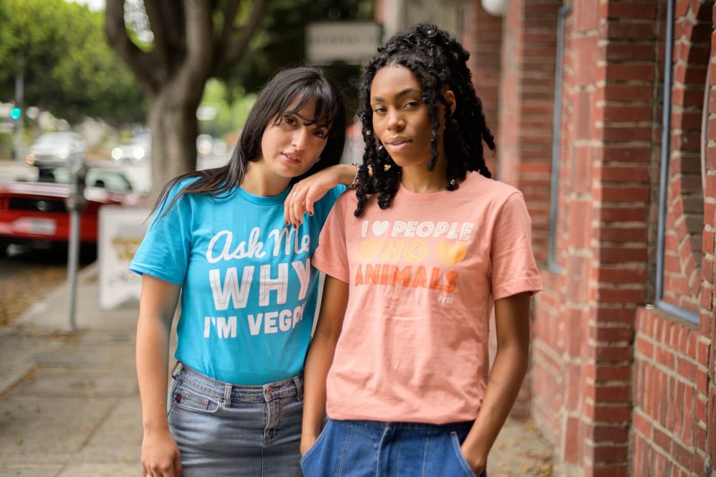 PETA blue and pink shirts