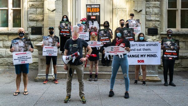 Students in animal makes rally against speciesism