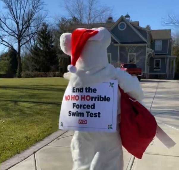 Activist in mouse costume