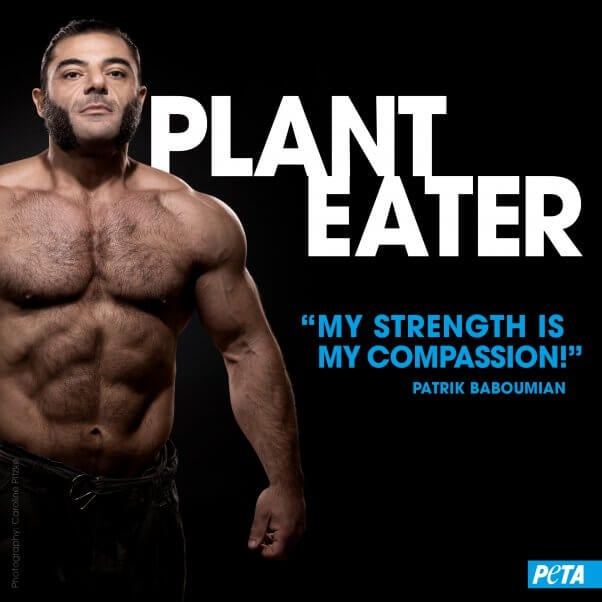 Patrik Baboumian poses for PETA