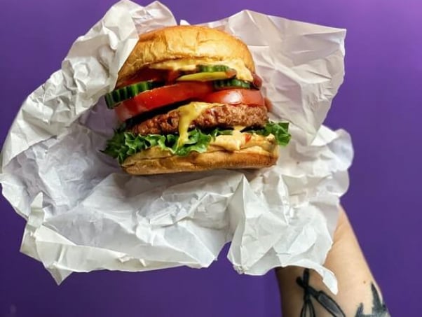 Vegan burger with cheese