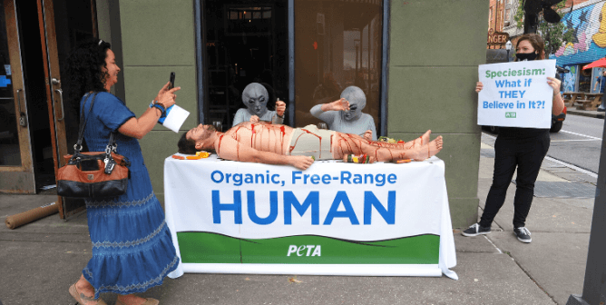 ‘Aliens’ Feast on ‘Human Flesh’ as Part of PETA’s Veganuary Push