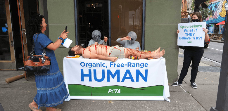 ‘Aliens’ Feast on ‘Human Flesh’ as Part of PETA’s Veganuary Push