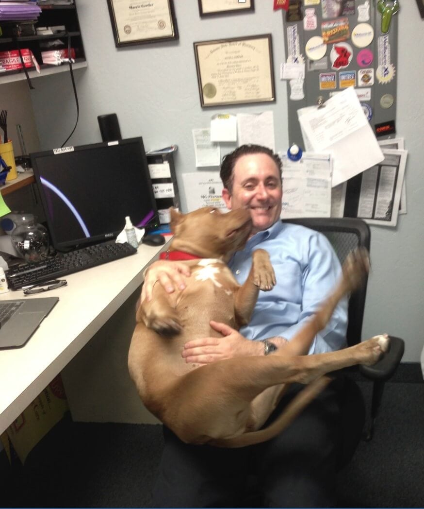 Dr. David Gortler and his best friend “Cinnamon” thinking about the benefits of OoC technology replacing animal testing once and for all.
