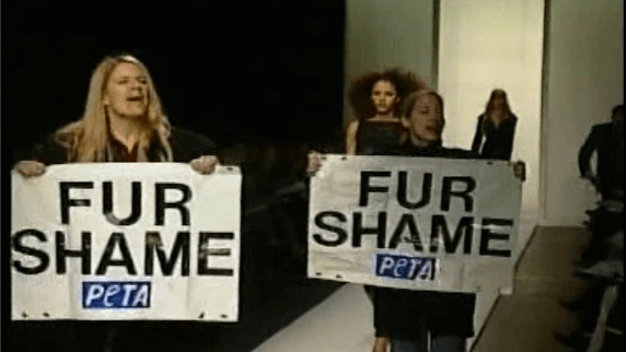 Protesters at Fashion Valley in San Diego Call on Louis Vuitton to Stop  Using Animal Fur in Clothes. 