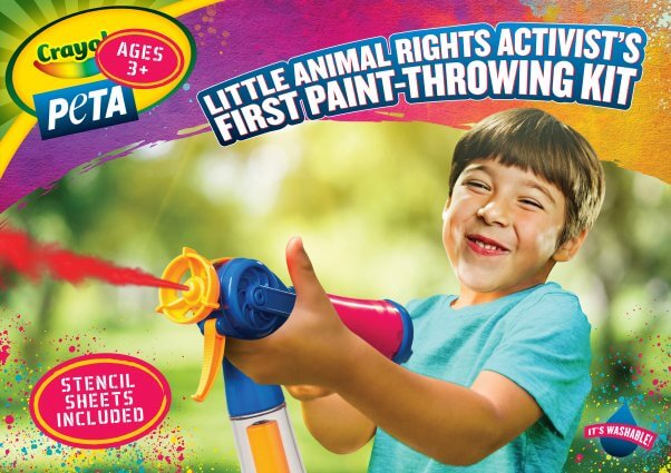 peta and crayola present little animal rights activist's first paint-throwing kit