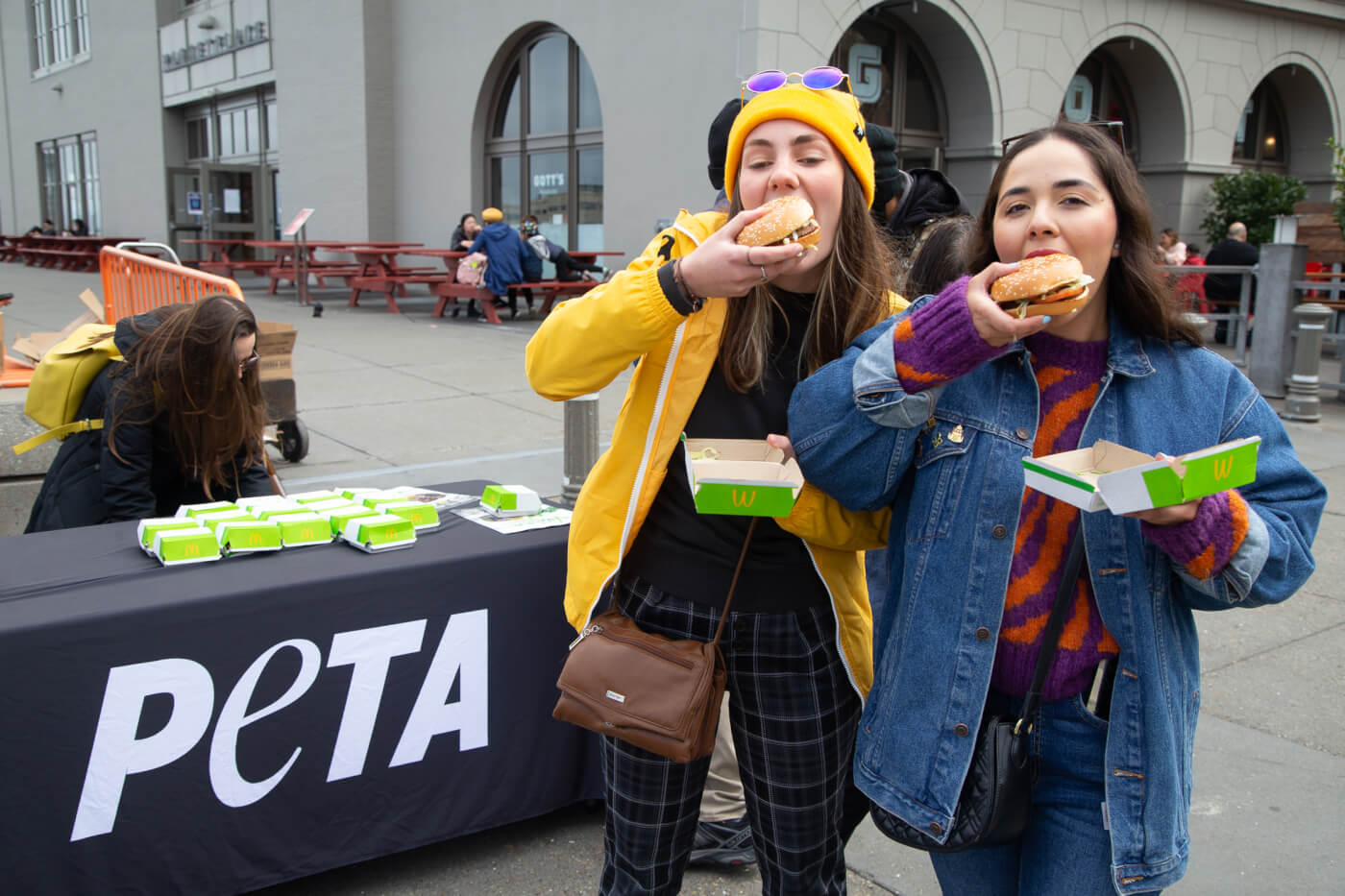 McPlant giveaway, two people eating