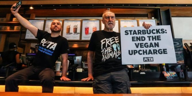 james-cromwell-against vegan milk surcharge at Starbucks