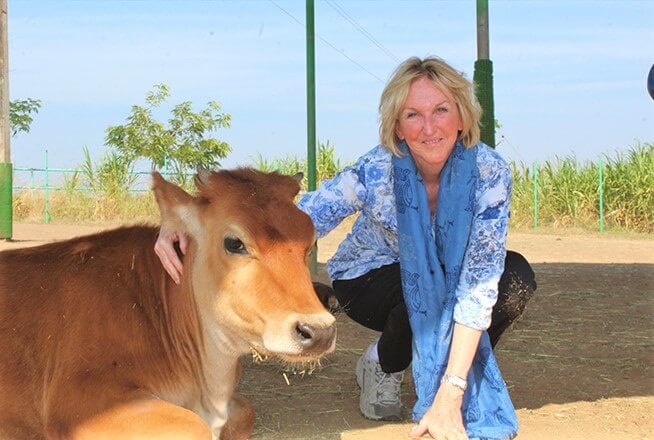 Ingrid Newkirk with cow