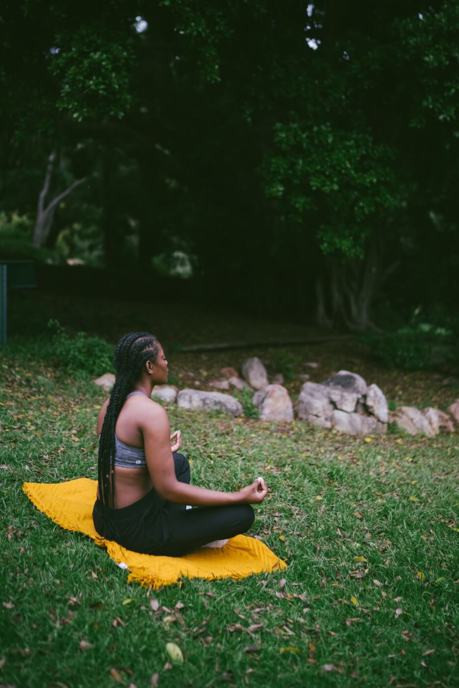 woman doing yoga meditating