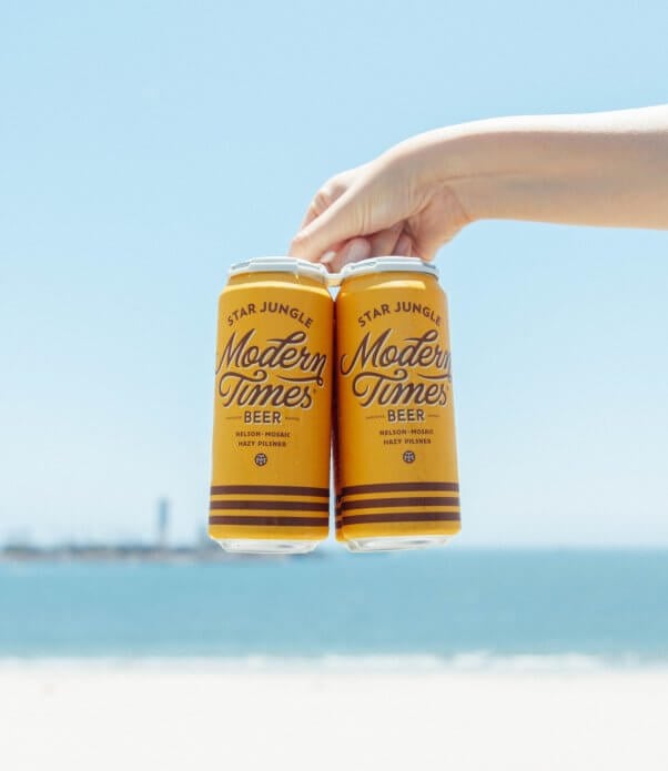 Modern Times vegan beer at the beach