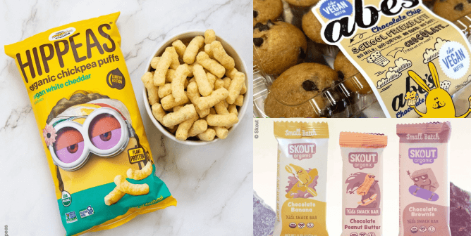 vegan snacks for kids; hippeas, abes, skout organics