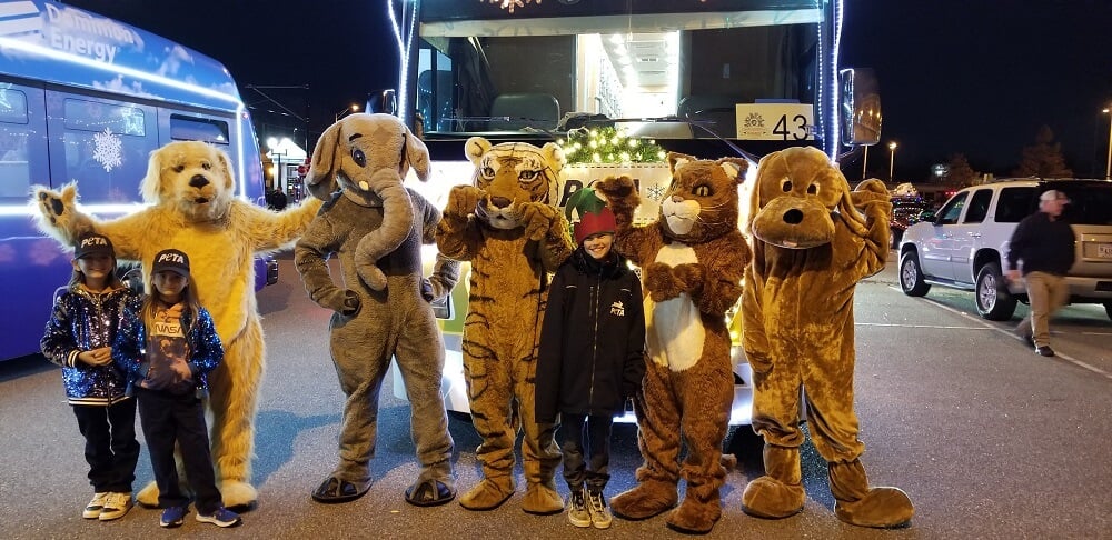 PETA Mascots at the Norfolk Grand Illumination Parade