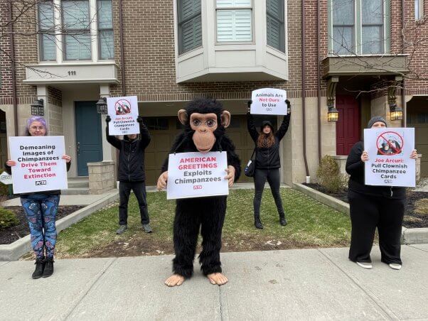protest outside American Greetings CEO
