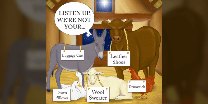 Not Your Average Nativity: PETA Illustration Reveals Animals’ Christmas Wish