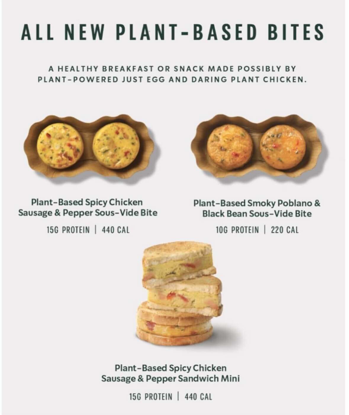 vegan fast food news 2022 with Starbucks breakfast bites including Daring Chicken and plant-based egg