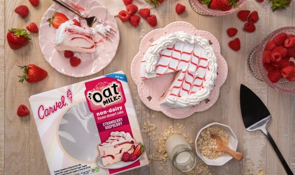 Carvel vegan strawberry raspberry oat milk ice cream cake