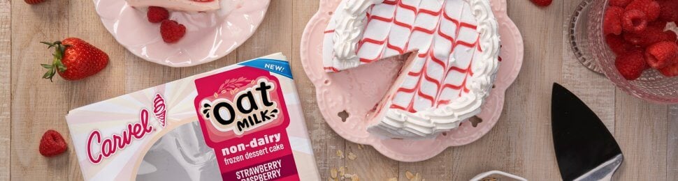 Carvel vegan strawberry raspberry oat milk ice cream cake