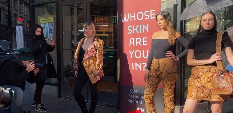 Models Walk in ‘Human Skin’ Fashion Show Outside Urban Outfitters