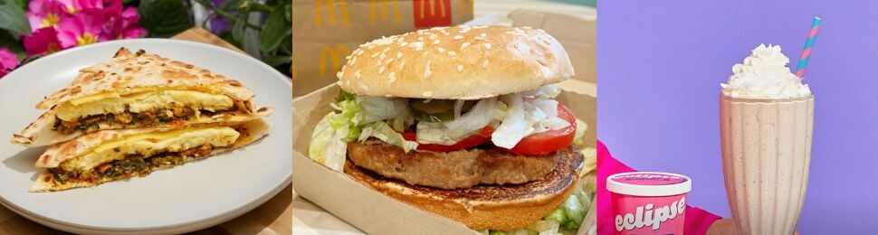 three vegan fast food items from 2022