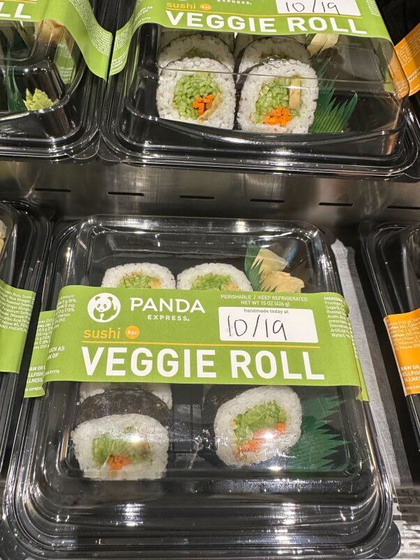 vegan veggie sushi roll at panda express at universal hollywood