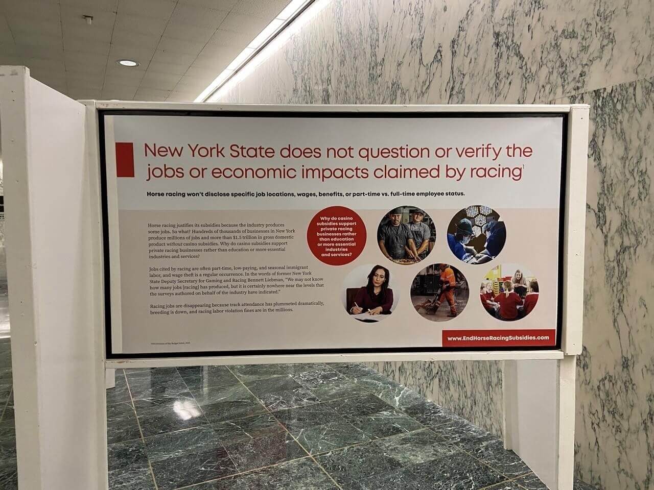 Coalition to End Horse Racing Subsidies panel about how New York State does not question or verify the jobs or economic impacts claimed by horse racing