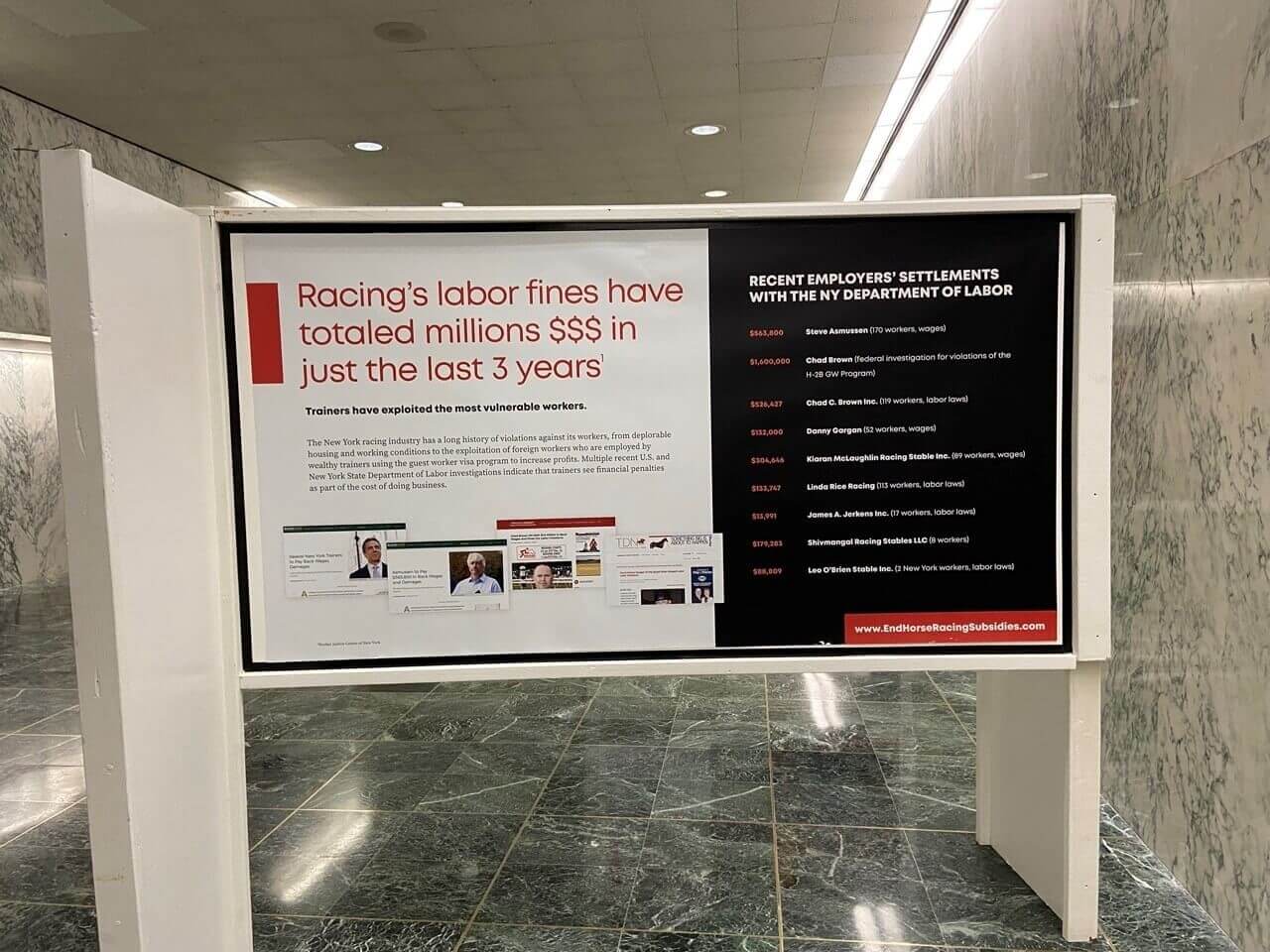 Coalition to End Horse Racing Subsidies panel about how New York racing