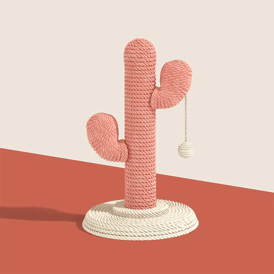 pink cactus-shaped cat scratching post