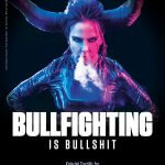actor Kate del castillo poses with horns on her head and steam coming from her nose for an anti-bullfighting campaign