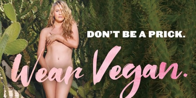 Alicia Silverstone: Don’t Be A Prick. Wear Vegan. (horizontal)