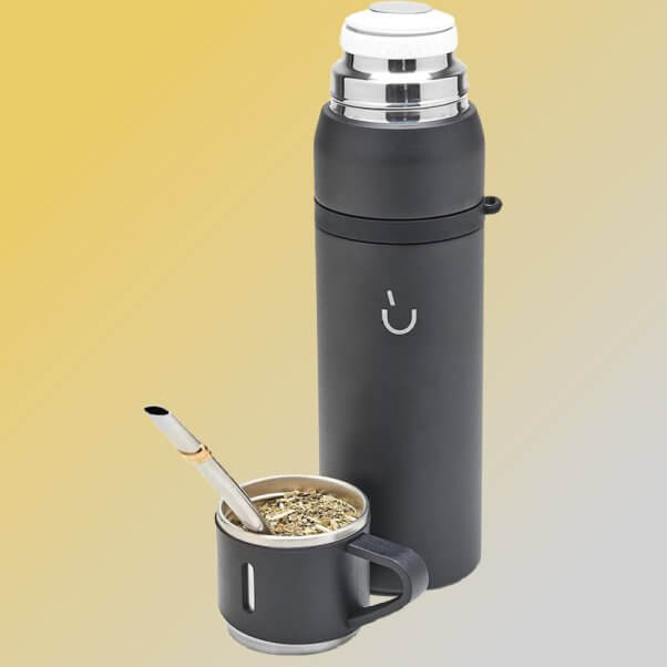 product photo of a leather-free mate cup and a matching thermos