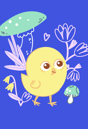Peta2 nugget mascot with floral patterns