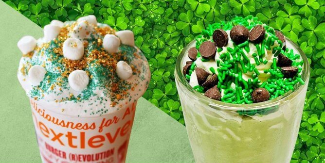 Two vegan shamrock shake copycats.