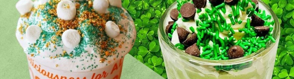 Two vegan shamrock shake copycats.