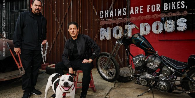 Emilio and Theo and dog for PETA ad